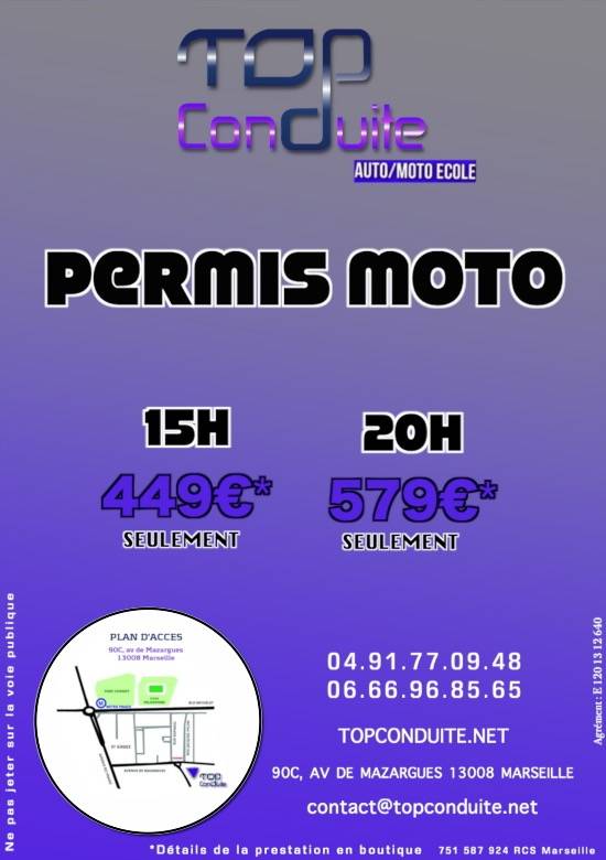 PERMIS MOTO PAS CHER MARSEILLE 13008